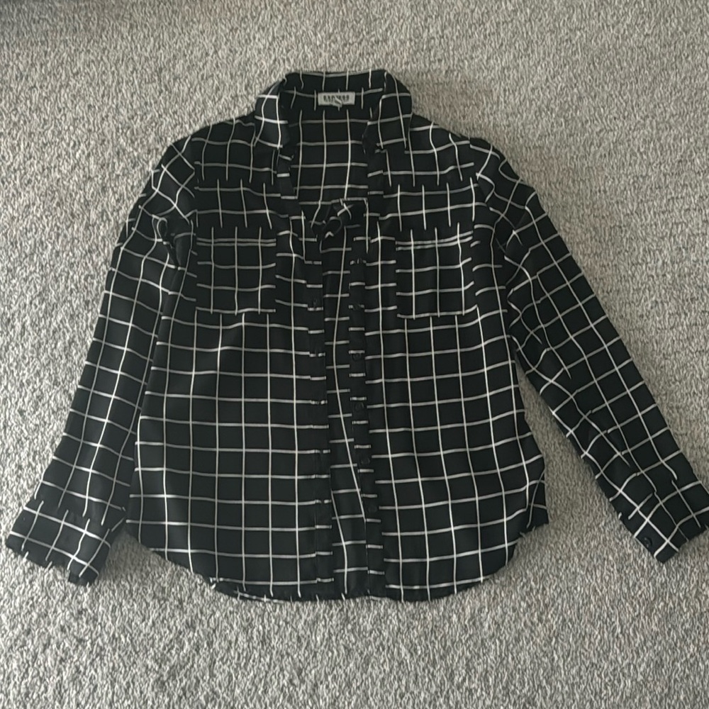 Express Portofino Checkered Blouse - Picture 2 of 3